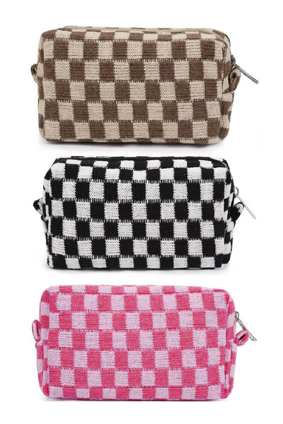 Checkered Cosmetic Pouch