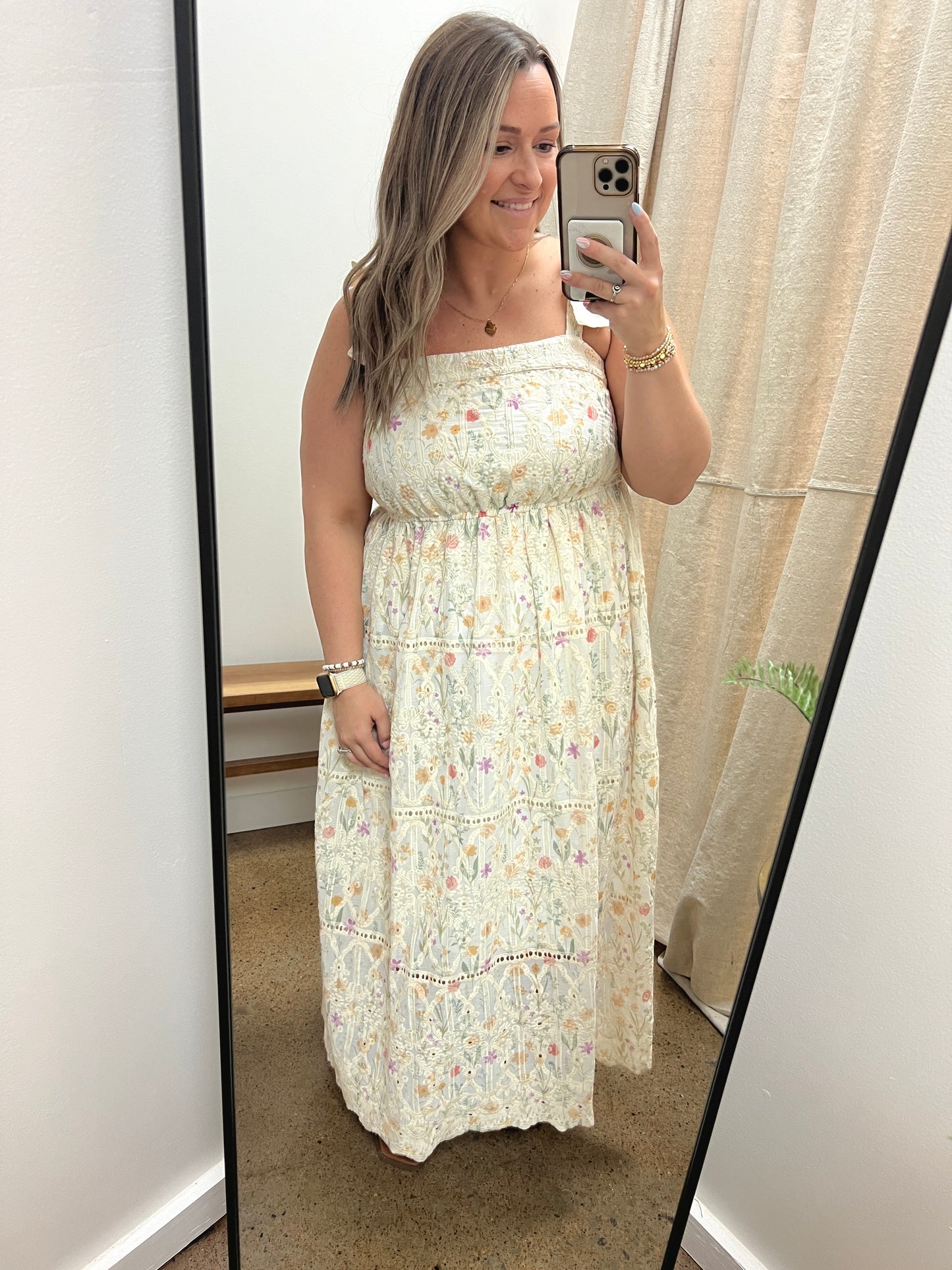 Floral Eyelet Maxi Dress