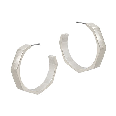 Hexagon Hoop Earring