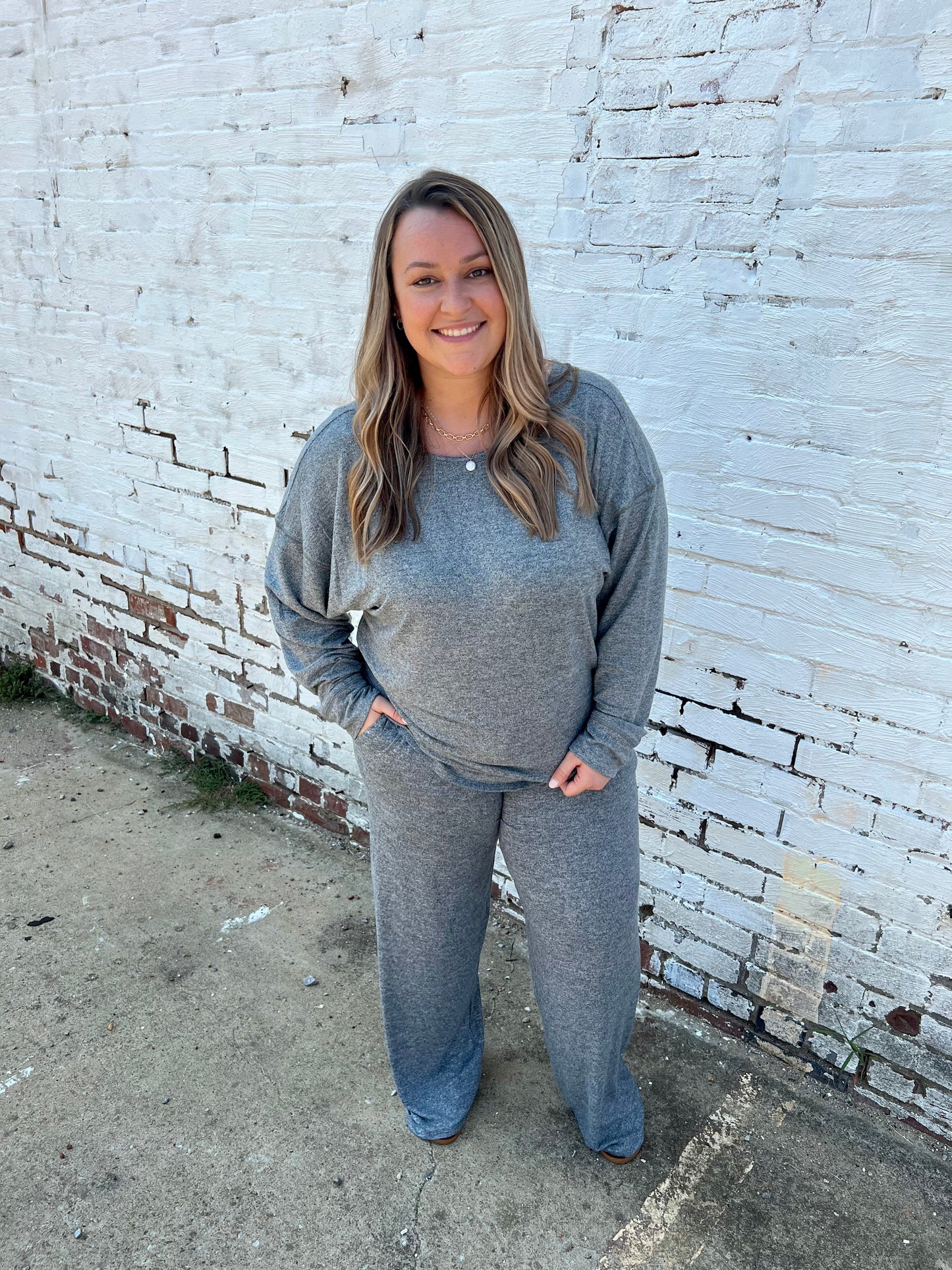 CURVY Stone Grey Lounge Top