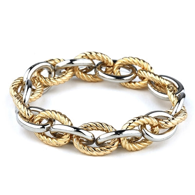 Gold Texture & Silver Link Bracelet